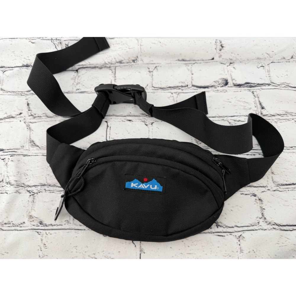 KAVU Spectator Belt Bag Fanny Waist‎ Adjustable Strap Zip Pockets Raven Black